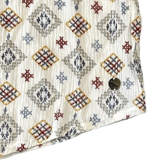 Eddie Bauer Rayon Sleeveless Print Top. Cream Red Blue Size Medium #1299 - Picture 4 of 5